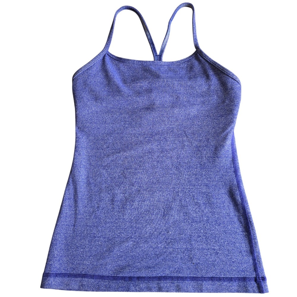 Lululemon Power Y Tank Top Purple Heather Space Dye Size 2 T-Back Shelf Bra